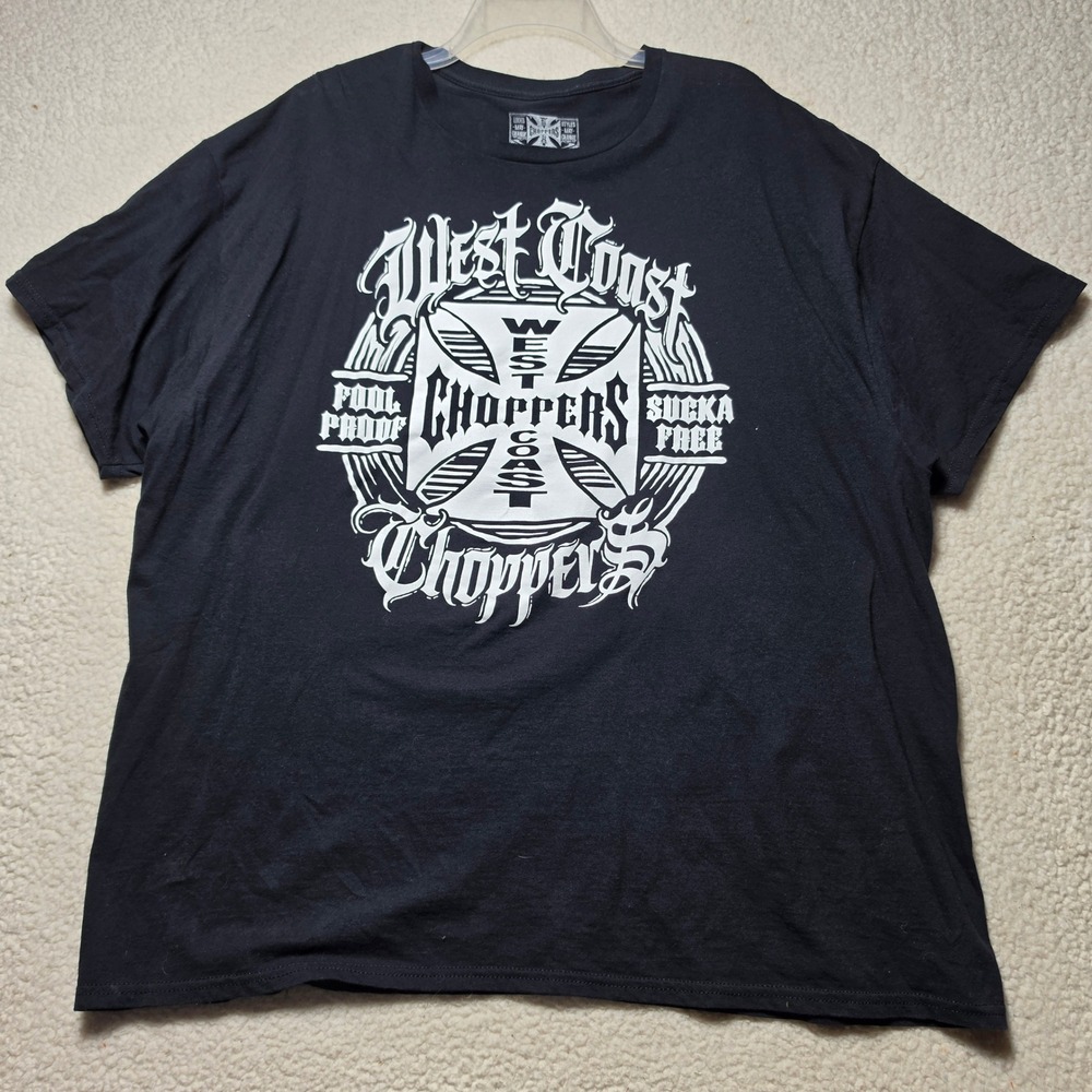 West Coast Choppers Mens Black Graphic T-Shirt Fool Proof Sucka Free Iron Cross